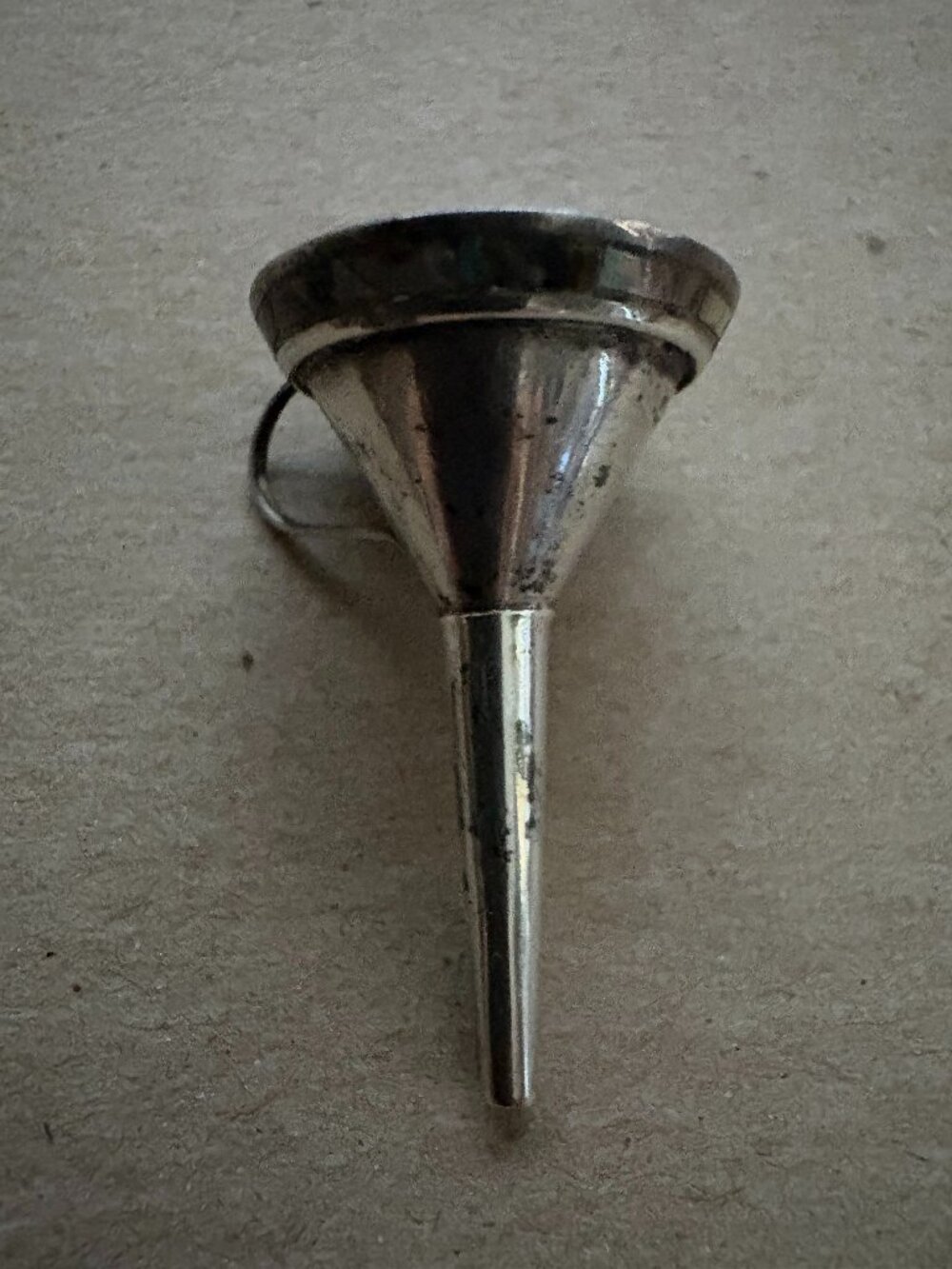 Vintage 70s Mexican stamped sterling silver & abalone perfume funnel/pendant